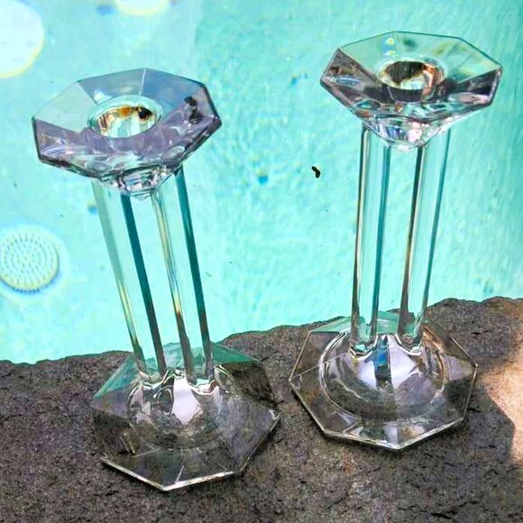 A Pair of Fabulous Marc Aurel 24% Lead Crystal Bleikristall Candle Holders - Picture 3 of 10